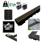 1 X Hiflow Drain Plastic Grating 90mm Deep X 1M Length X 125mm Width Drainage Channel Suitable For Driveways 3 Tonne Weight Limit