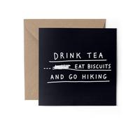 1 x Hiking Greeting Card - Funny Tea Biscuits Hiker Birthday #73384