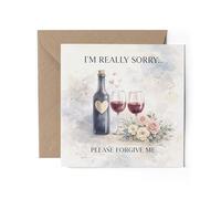 1 x I'm Really Sorry Greeting Card - Please Forgive Me Red Wine Best Friend #71549