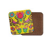 1 x Indian Elephant Pattern Coaster - Boho Lotus Flower Colourful Mum #15348