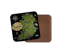 1 x Ireland Map Coaster - Irish UK British Great Britain Travel Landmarks Gift #72985