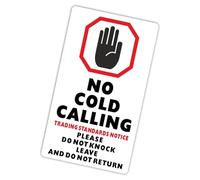 1 x JM14E No Cold Calling Sticker Under Doorbell Below Knocker Hand Design Sign Salesman Callers Warning House 50x87mm Door Bell Self Adhesive Vinyl Door or External Window