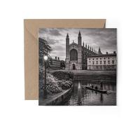 1 x King's College Chapel Cambridge Greeting Card - GB Black & White Photography Office Birthday Gift #71754