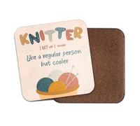 1 x Knitter Square Coaster - Knitting Yarn Cooler Crafting Dictionary Definition Funny Joke Job Hobby #83770