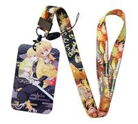 1 x Lanyard Badge Holder Card Holder Ghost Slayer Animated | For ID Cards, Keys, Office, School, Transportation (Agatsuma Zenitsu)