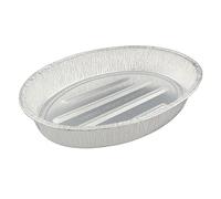 1 x Large Oval Aluminium Foil Roasting Tray 44 x 33 x 7.5cm | Heavy Duty Disposable Turkey Roasting Pan for Oven, BBQ & Grilling | Deep Foil Roaster Tray for Cooking & Catering