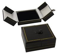 1 x Leatherette Double Door Button Pendant/Drop Earring Box (BDE9-BK)