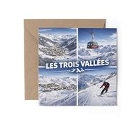 1 x Les Trois Vallees Greeting Card - French Alps Ski Resort Skiing Snowboard Gift #71787