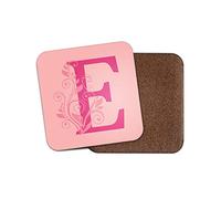 1 x Letter E Initial Coaster - Pink Floral Dusty Rose Ombre Name #29359