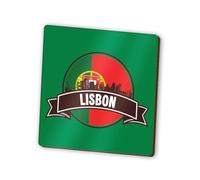 1 x Lisbon Square Magnet - Portugal Portuguese Flag Skyline Landmarks City Fridge Magnetic Travel Holiday Family Friend Women Men #83290
