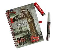 1 x London Souvenir Notebook Notepad Pen - British England London Landmark Icons Diary & Pen - England UJ UK Note Pad Pen Stationary Gift Set
