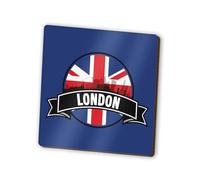 1 x London Square Magnet - Flag UK Union Jack Skyline Landmarks GB City Fridge Magnetic Travel Holiday Family Friend Women Men #83148