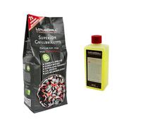 1 x LotusGrill Superior BBQ Briquettes 3 kg + 1 x LotusGrill Fire Paste 500 ml - CO2 Neutral, Burns Fast, Burns Time
