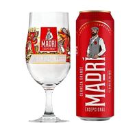 1 x Madri Excepcional Lager Limited Edition Branded Pint Glass with 1 x Madri Excepcional Lager 568ml Pint cans | ABV 4.6% |- Signature Drinks Gift Set.