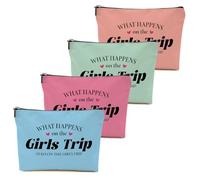 1 x Makeup Bag 3 Pieces 4 Pieces for Girls Weekend Gifts Friendship Gifts for Women Best Bride, 4 Pieces for Girls, 9.6*7.1 inch