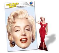 1 x Marilyn Monroe - Ready To Wear Celebrity Face Mask Includes Freestanding 20cm Desktop Standee Card Cutout - Standee Marilyn M