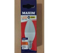 1 x Maxim LED Candle Small Edison Screw Cap (SES) Bulbs, E14, 3 W, Warm White
