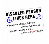 1 x ME30W Metal Disabled Person Lives Here Disability Disabilities UV Coated Aluminium Sign Wheelchair Door Delivery Package Parcel Awareness Notice 150mm x 100mm Aproximately A6 SMALL (White)