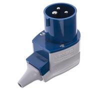 1 x Mennekes IP44 Blue Cable Mount 3P Right Angle Industrial Power Plug, Rated