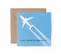 1 x New Job Greeting Card - Career Taking Off Plane Work Congrats #85308
