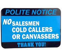 1 x No Cold Callers Salesmen Religious Groups Door Warning Self Adhesive Backed Sticker Sign 90 mm Wide x 60 mm High