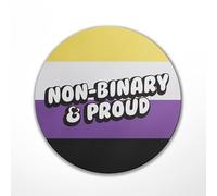 1 x Non Binary and Proud Round Mouse Mat - LGBTQ Flag Rainbow Gay Pride Desk Accessories Office Home Mousemat Mousepad Pad PC IT Gift #81947