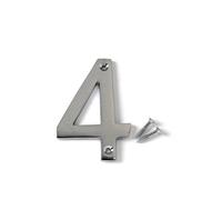 (1 x Number 4) Polished Chrome Screw On House Door / Gate Numbers And Letters 0-9 A B Post Wall