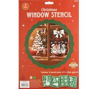 1 x Pack of 4 Plastic Christmas Window Stencils Home Spray Snow Reuseable