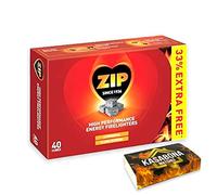 1 X Packs of 40 Zip High Performance Energy Block Firelighters Powerful Reliable & Long Burning for Open Fires Stoves BBQs & KasaBona Safety Matches