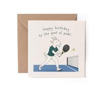 1 x Padel GOAT Greeting Card - Happy Birthday Coach Funny Cute Cartoon #72710