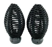 1 x Pair of Black rope cone finials for 28mm curtain pole end pewter collar finial