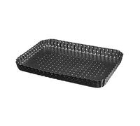 1 x Perforated Pie Pan, Quiche Pan, Cake Pan, Rectangular Non-Stick Coating, Removable Base (31 x 21 cm) Black