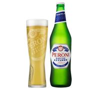 1 x Peroni Nastro Azzurro Lager Pint Glass 568ml with 1 x Peroni Nastro Azzurro Lager 620ml Bottle | ABV 5.0% |- Signature Drinks Gift Set.