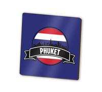 1 x Phuket Square Magnet - Thailand Flag Skyline Landmarks City Fridge Magnetic Travel Holiday Family Friend Women Men #83426
