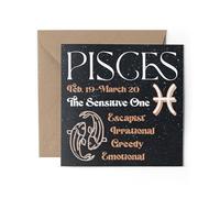 1 x Pisces Greeting Card - Funny Joke Negative Bad Traits Zodiac Star Sign Horoscope Stars Groovy Astrology Birthday Celebration #81883