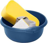 1 x Plastic 5L Litre Navy Round Washing Up Bowl Sink Tidy Organizer 28 CM Multipurpose Basin Mixing Washing Up Bowl Cleaning Tub Ideal For Home Sinks Kitchen (Navy Blue)
