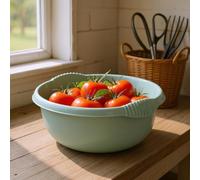 1 x Plastic 5L Litre Navy Round Washing Up Bowl Sink Tidy Organizer 28 CM Multipurpose Basin Mixing Washing Up Bowl Cleaning Tub Ideal For Home Sinks Kitchen (Silve Sage)