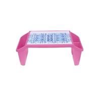1 x Plastic Laptop Tray Travel Bed Table Standing Desk Serving Lap Desk Play Tray Notebook Stand Coffee Table Reading Eating Working & Multifunctional Activity for Kids Adults (PINK)