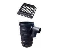 1 x Plastic Yard Gully 300mm×600mm Deep Drain Gully Pot with Trap 110mm Outlet & 1 x C250 Hinged Gully Grate 400mm x 362mm x 75mm for Surface Water & Downpipe Drainage 2 Piece Set