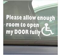 1 x Please Allow Enough Room To Open My DOOR Fully Disabled Car Window Sticker Van Truck Vehicle Sign Disability Mobility Leave Self Adhesive Vinyl Handicapped Logo 200x87mm D23