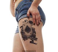 1 x Poker XL Tattoo - Ace Spades Card Cube Black XL temporary Tattoo - LC305 (1)