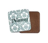 1 x Pretty Nanny Coaster - Grandma Nan Gran Blue Flower Pattern Gift #70761