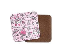 1 x Pretty Princess Coaster - Pink Girls Sister Kids Cute Girly Cute Fun #13104