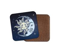 1 x Pretty Sun & Moon Face Coaster - Space Sky Stars Astrology #29429