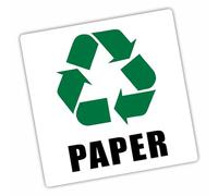 1 x R16 Paper Recycling Bin Adhesive Sticker-Recycle Logo Sign 100mm Environment Label Decal