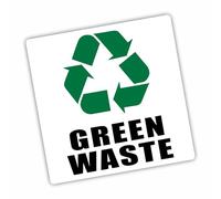 1 x R28 Green Waste Self Adhesive Sticker Durable Vinyl Sign Label Recycling Bins Compost Trash Cans Kitchen Garden Indoor and Outdoor Use Recycle Decal