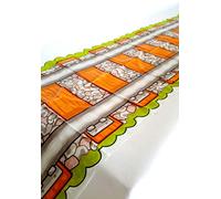 1 x Railroad Train Track Party Table Cover Tablecloth Runner, Reusable Plastic Table Cover for Kids Parties L86” x W17” Inches, by Playscene (1 PACK)