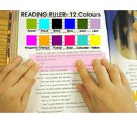 1 x Reading Ruler 210mm x 80mm, Coloured Overlays for Dyslexia & Irlem Syndrome,(12 Assorted Colours) Brand Simplex Premium Quality (Leaf)