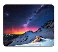 1 x Rectangle Mouse Mat - Mountain Northern Lights Sunset Ski Snowboard Snowy Scene Milky Way #45727