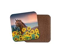 1 x Red Chestnut Stallion Coaster - Horse Pony Sunflowers Equestrian Fun #15674